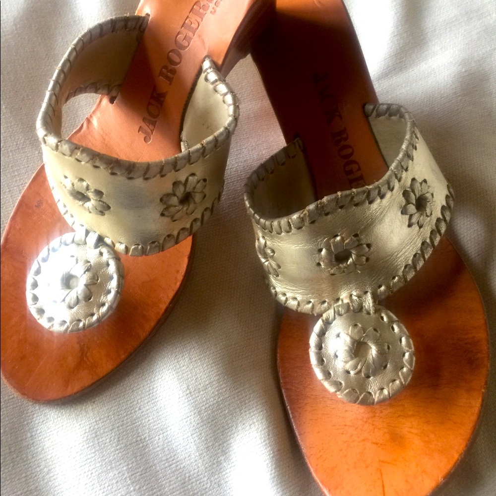 Jack Rogers Muted Gold Wedges